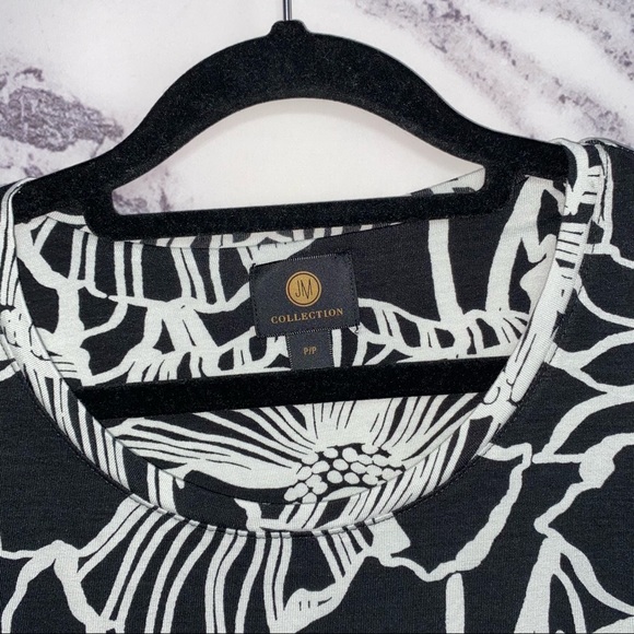 JM Collection Black And White Print Top - Picture 4 of 7
